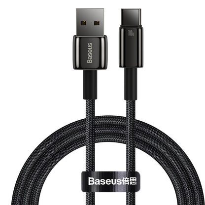 Кабел за данни и зареждане USB-A - USB-C Baseus Tungsten Tungsten Gold, 100W, 1m, черен CAWJ000001 