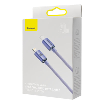 Кабел за данни и зареждане USB-C - Lightning Baseus Crystal Shine Series, 20W, 2m, Лилав CAJY000305