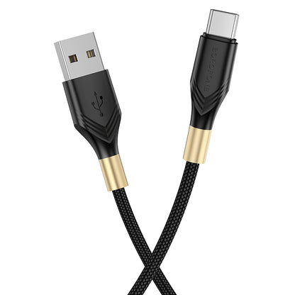 Кабел за данни и зареждане USB-A - USB-C Borofone BX92 Advantage BX92, 18W, 1m, черен 