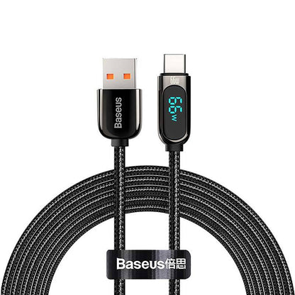 Кабел за данни и зареждане USB-A - USB-C Baseus Display Fast Charging, 66W, 1 м, черен CASX020001 CASX020001 