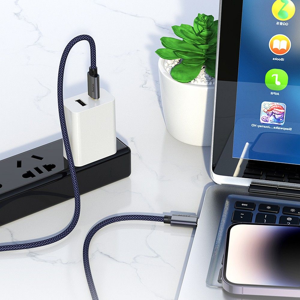 USB-C кабел за данни и зареждане - USB-C HOCO U134, 240W, 1,8 м, сив, USB-C 