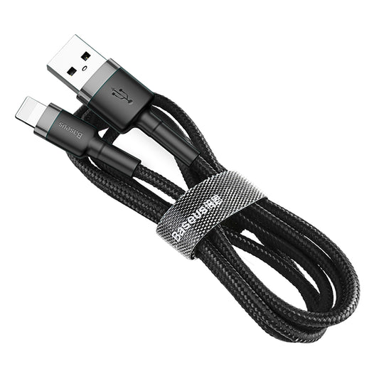 Кабел за данни и зареждане USB-A - Lightning Baseus Cafule, 18W, 1,5 м, сив CALKLF-CG1 