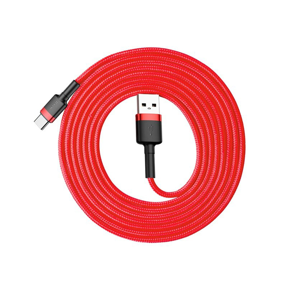 Кабел за пренос на данни и зареждане USB-A - USB-C Baseus Cafule, 18W, 2m, червен CATKLF-C09