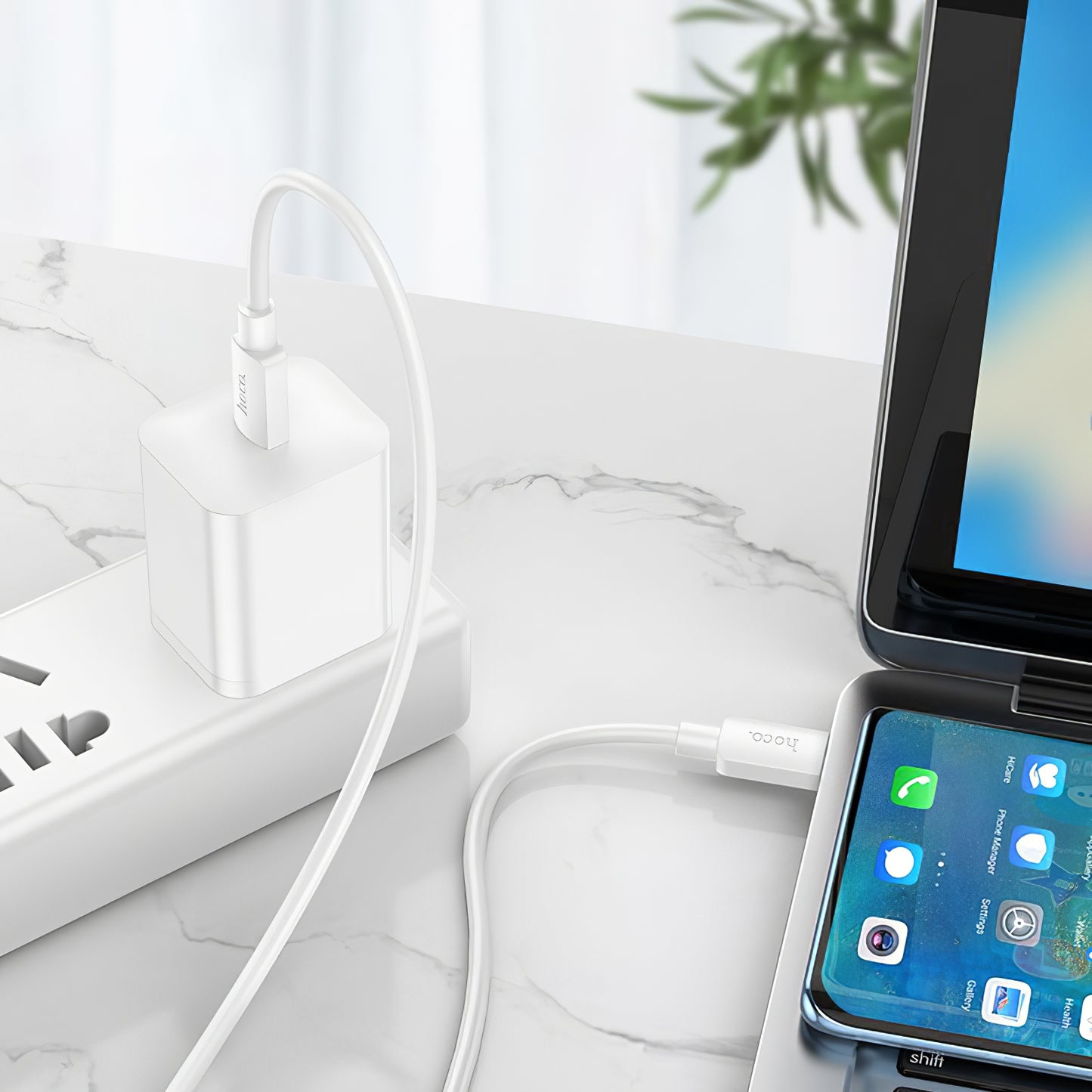 Кабел за данни и зареждане USB-C - USB-C HOCO X96, 100W, 1m, Бял