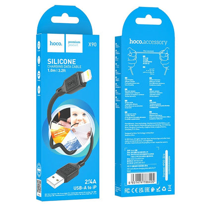 Кабел за данни и зареждане USB-A - Lightning HOCO X90, 18W, 1m, Черен