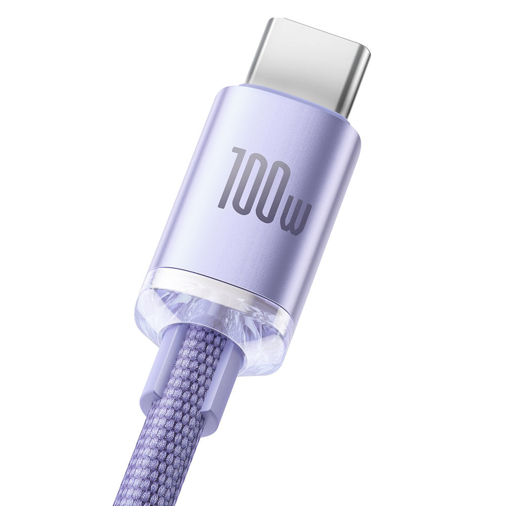 USB-A към USB-C Baseus Crystal Shine Series, 100W, 1,2 m, лилав CAJY000405 