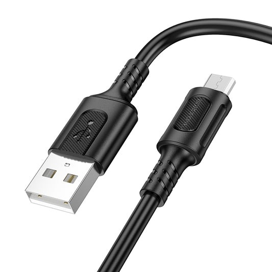 Кабел за данни и зареждане USB-A - microUSB Borofone BX111 Feliz, 18W, 1m, черен 