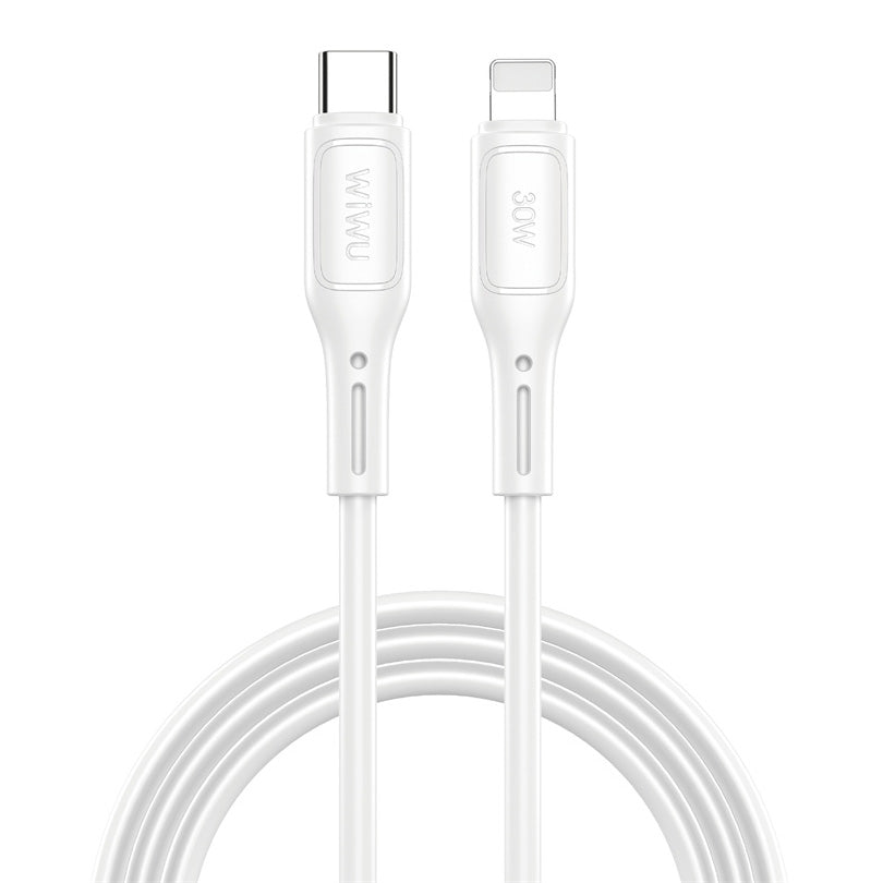 Кабел за данни и зареждане USB-C - Lightning WiWu Wi-C043E Starlink, 30W, 1m, бял 