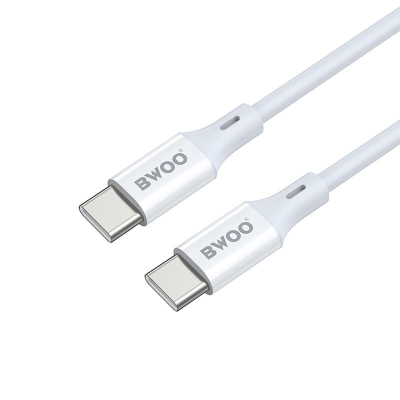 Кабел за данни и зареждане USB-C - USB-C BWOO X282, 60W, 1m, Бял