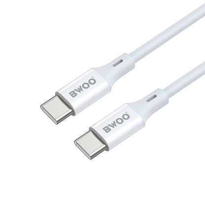 Кабел за данни и зареждане USB-C - USB-C BWOO X282, 60W, 1m, Бял