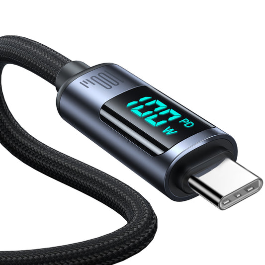 Кабел за данни и зареждане USB-C - USB-C Joyroom S-A16 Prism Display, 100W, 1.2m, Черен