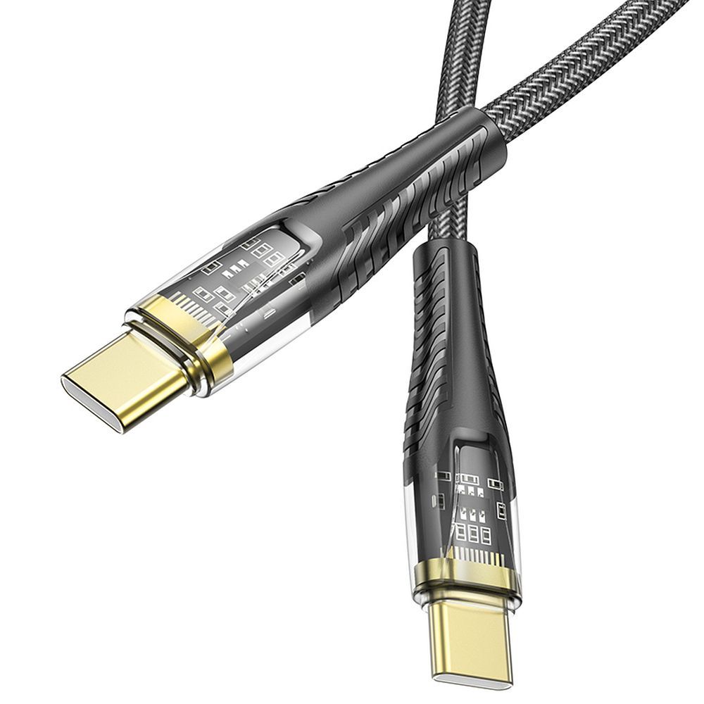 Кабел за данни и зареждане USB-C - USB-C HOCO U121, 60W, 1.2m, Черен