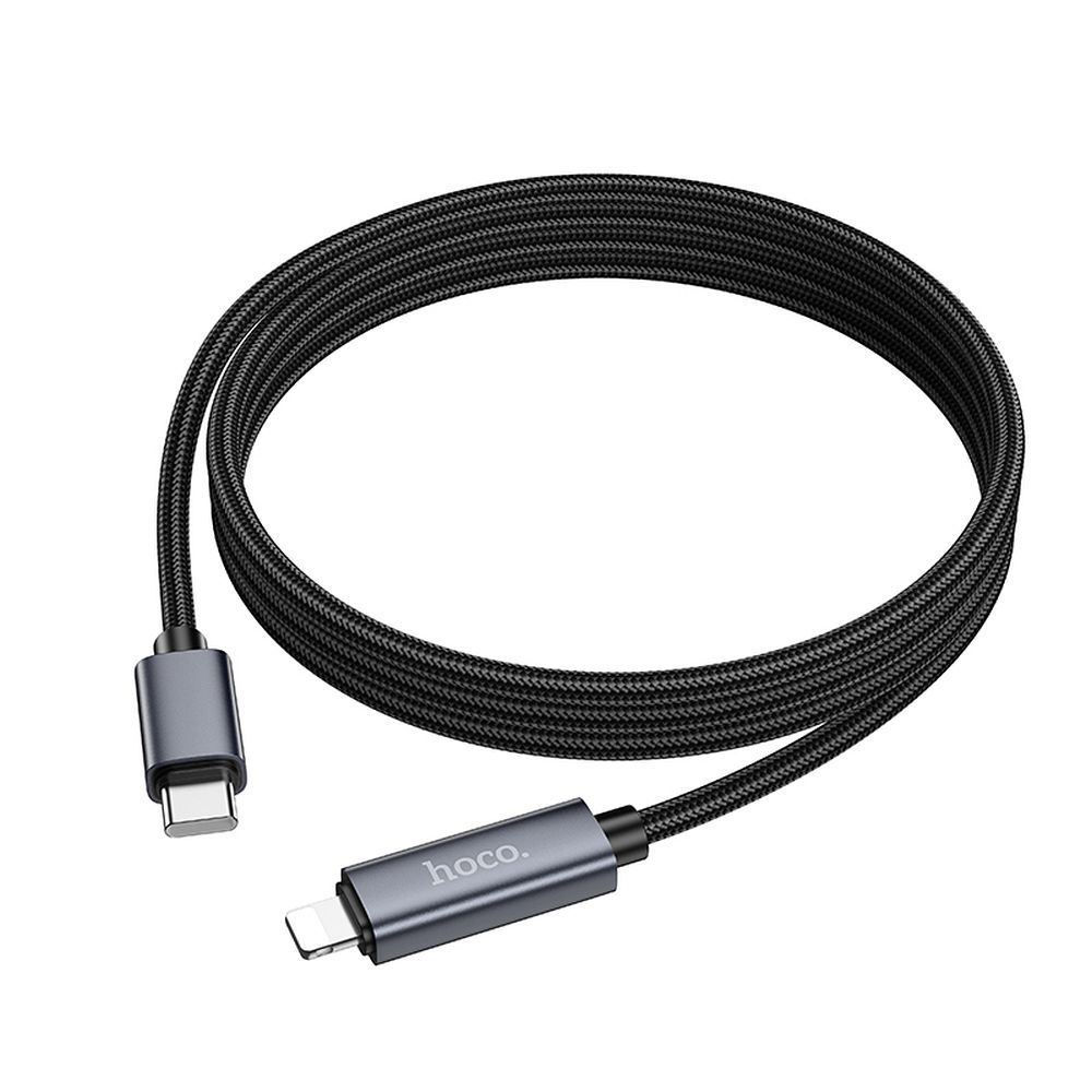 Кабел за данни и зареждане USB-C - Lightning HOCO Display X112, 27W, 1m, Черен
