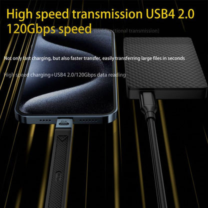 Кабел за данни и зареждане USB-C - USB-C OEM 8K видео, 240W, 0.13m, Черен