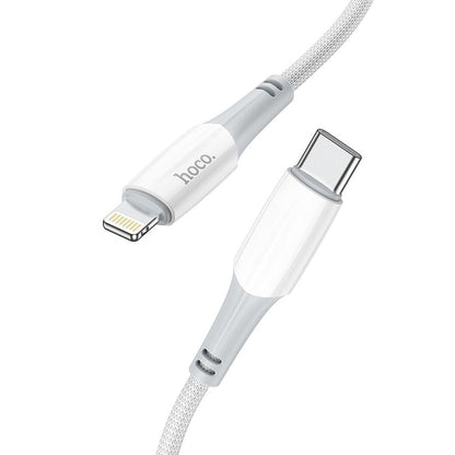 Кабел за данни и зареждане USB-C - Lightning HOCO X70, 20W, 1m, Бял