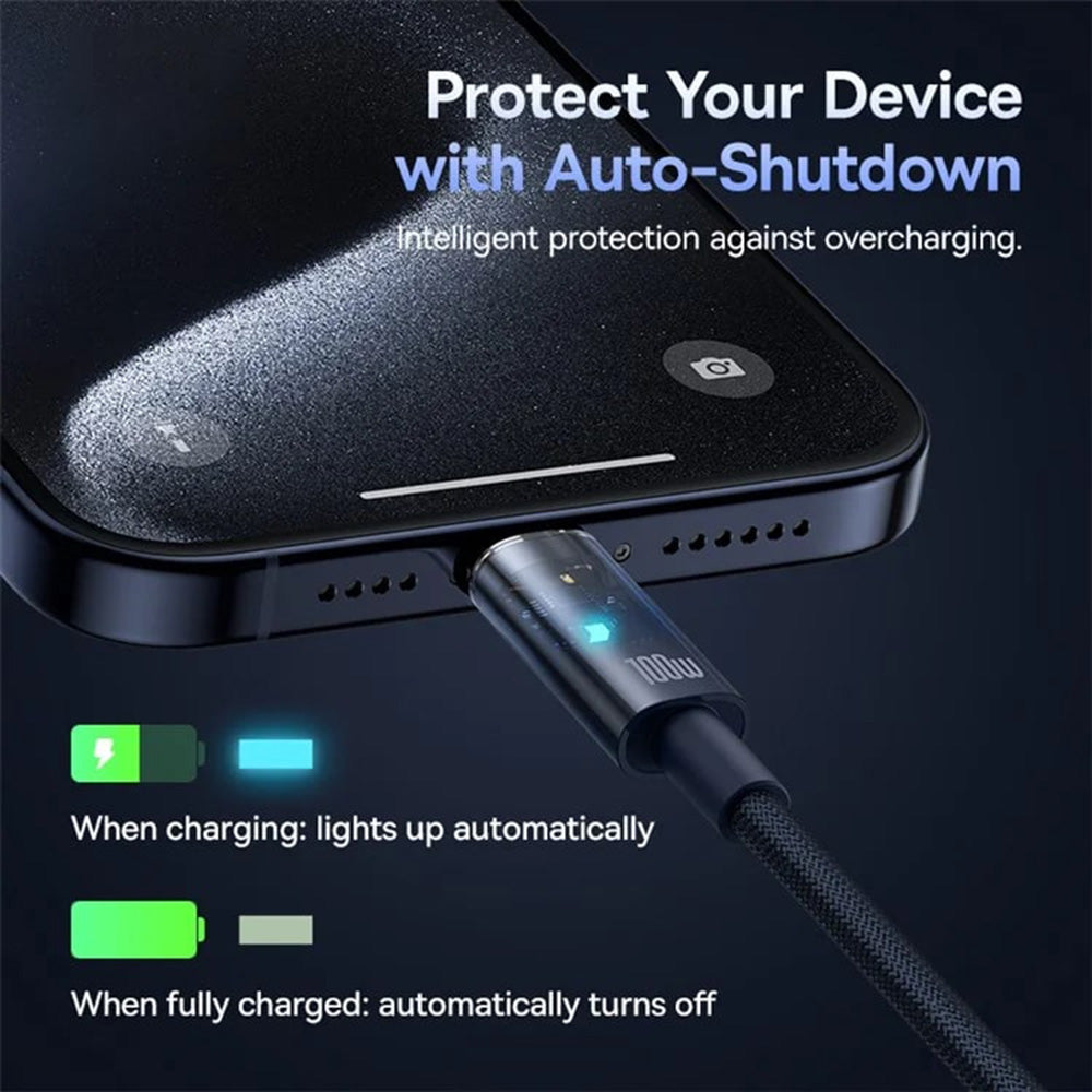 Кабел за данни и зареждане USB-C - USB-C Baseus Explorer, 100W, 1m, Тъмносин P10319704321-00