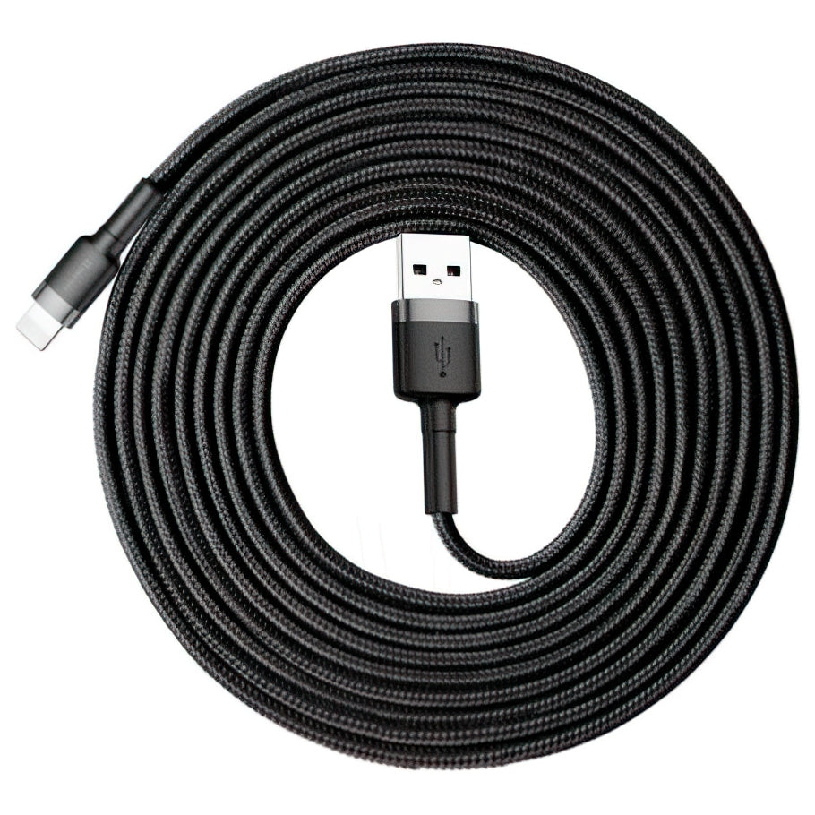 Кабел за данни и зареждане USB-A - Lightning Baseus Cafule, 18W, 3m, Златист CALKLF-RV1