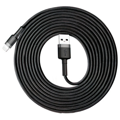 Кабел за данни и зареждане USB-A - Lightning Baseus Cafule, 18W, 3m, Златист CALKLF-RV1