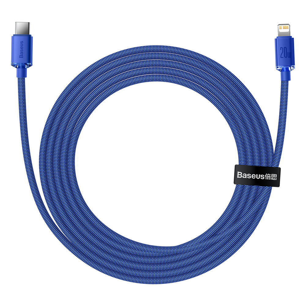 Кабел за данни и зареждане USB-C - Lightning Baseus Crystal Shine Series, 20W, 1.2m, Син CAJY000203