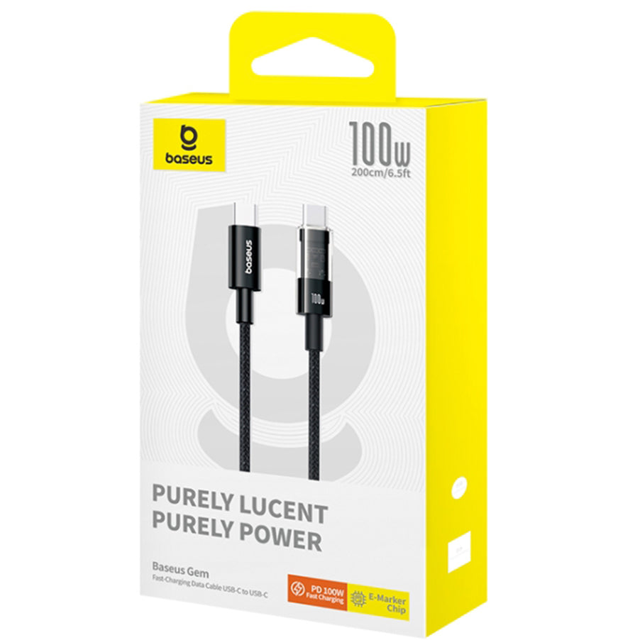 Кабел за данни и зареждане USB-C - USB-C Baseus Gem, 100W, 2m, Черен P10373000111-01