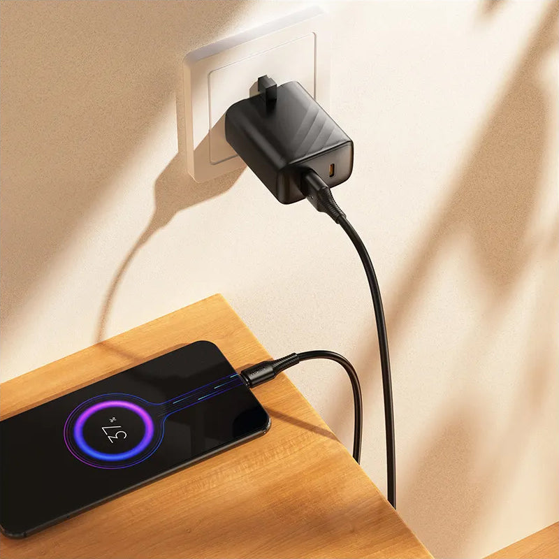 Кабел за данни и зареждане USB-A - microUSB HOCO X120, 18W, 1m, Черен