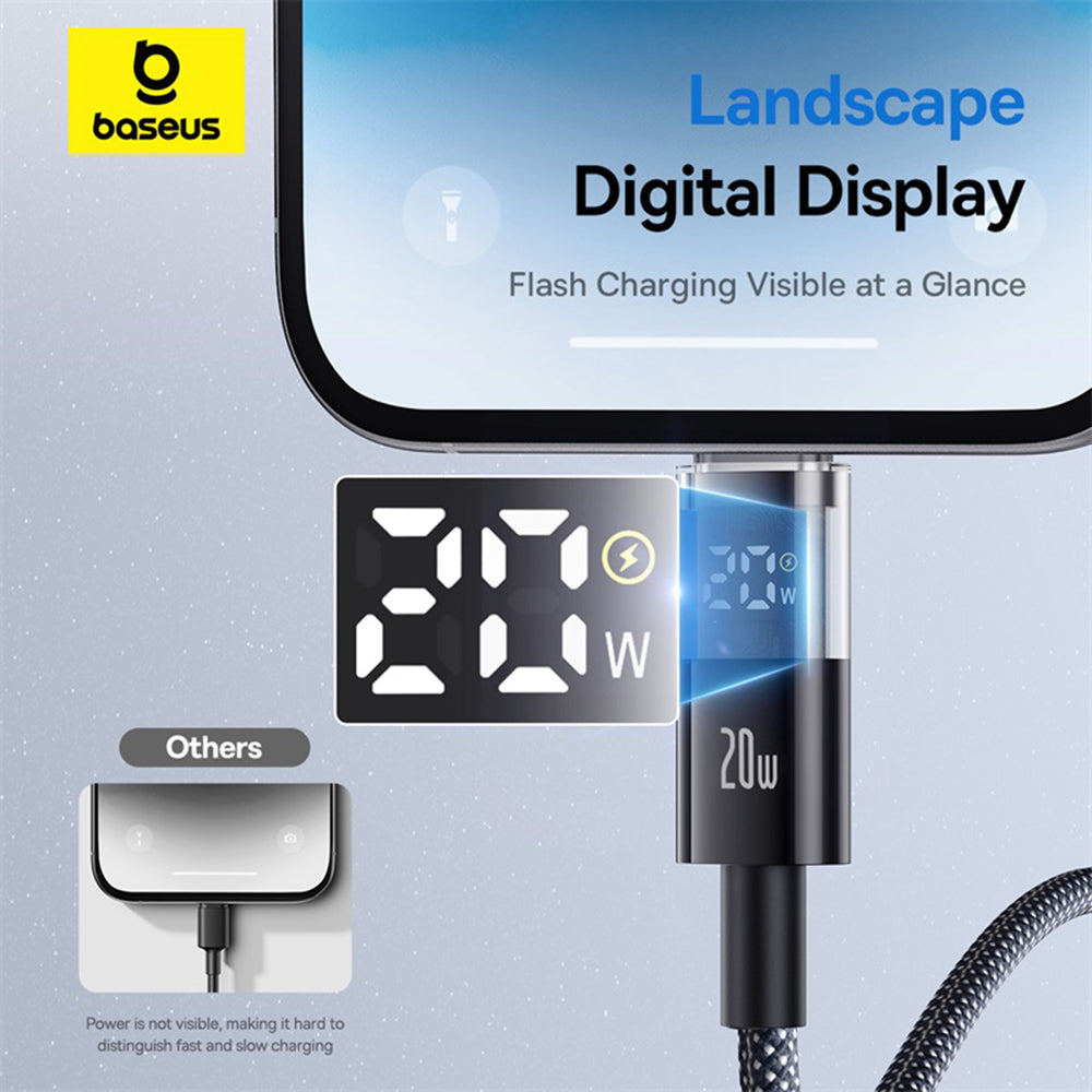 Кабел за данни и зареждане USB-C - Lightning Baseus Display 2, 20W, 2m, Черен P10382703121-01