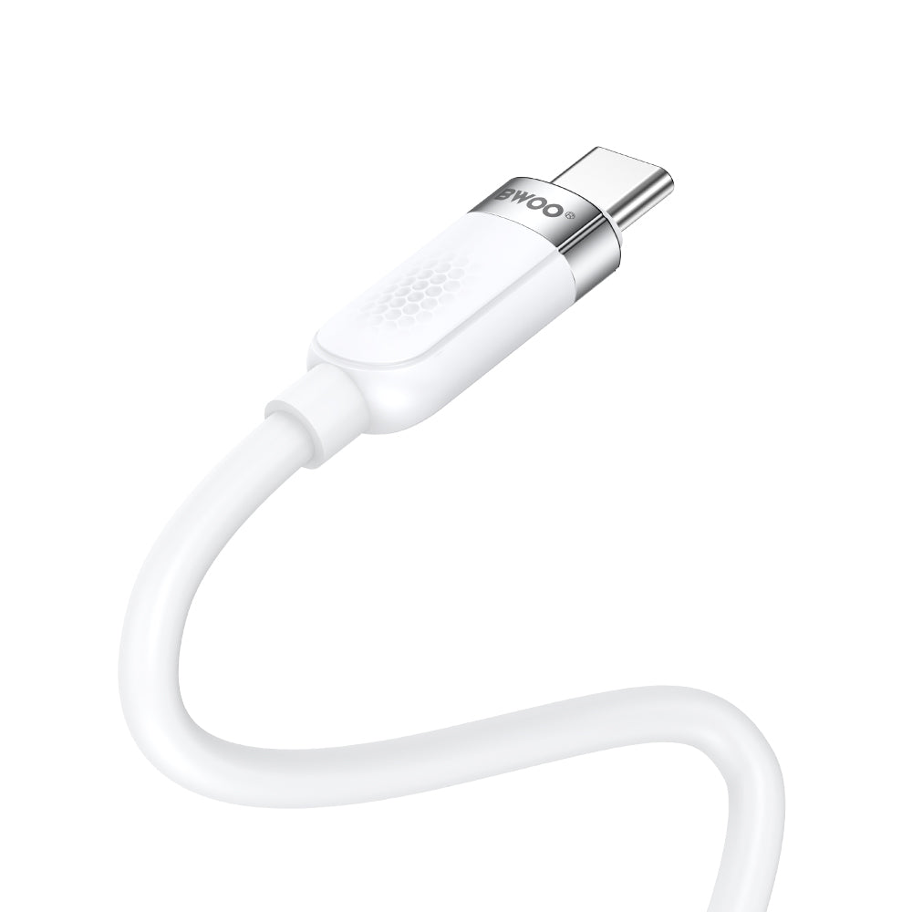 Кабел за данни и зареждане USB-C - USB-C BWOO BO-X315C, 100W, 1m, Бял