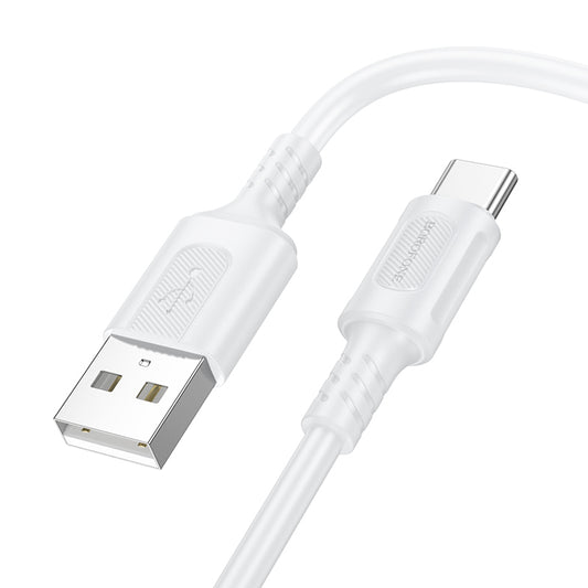 Кабел за данни и зареждане USB-A - USB-C Borofone BX111 Feliz, 20W, 1m, Бял