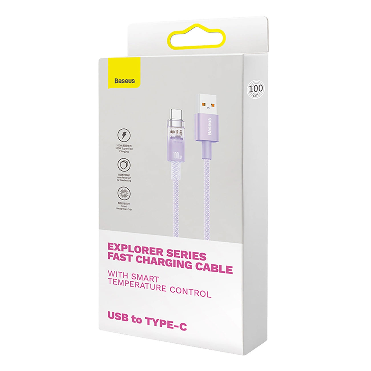 Baseus Explorer USB-A to USB-C Data and Charging Cable, 100W, 1m, Purple CATS010405