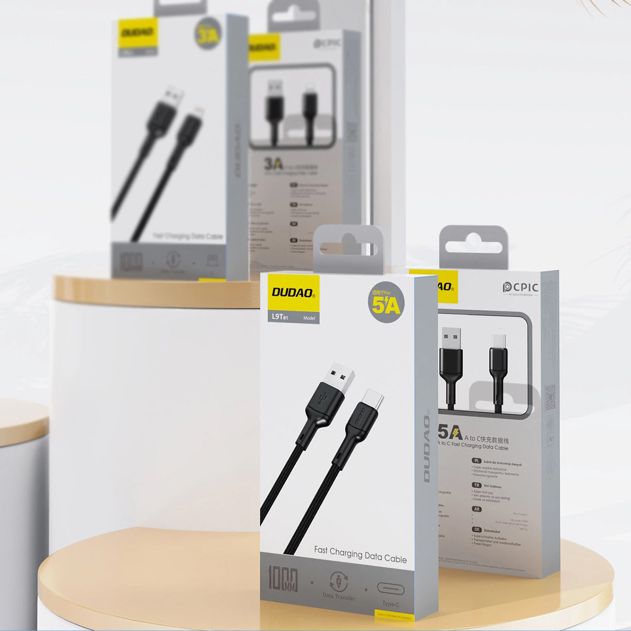 Кабел за данни и зареждане USB-A - USB-C Dudao L9T, 100W, 1m, Черен