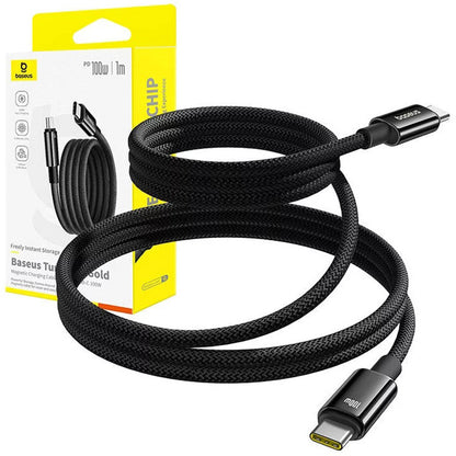 Кабел за данни и зареждане USB-C - USB-C Baseus Tungsten Gold, 100W, 1m, Черен P10319805111-00
