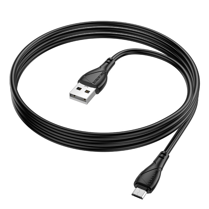 Кабел за данни и зареждане USB-A - microUSB Borofone BX121 Energy, 18W, 1m, Черен
