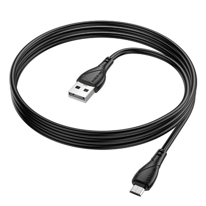 Кабел за данни и зареждане USB-A - microUSB Borofone BX121 Energy, 18W, 1m, Черен