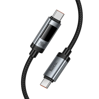 Кабел за данни и зареждане USB-C - USB-C HOCO Display U148, 240W, 1.2m, Черен
