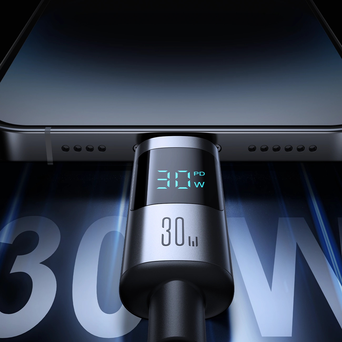 Кабел за данни и зареждане USB-C - Lightning Joyroom S-A16 Pro Prism Display, 30W, 1.2m, Черен