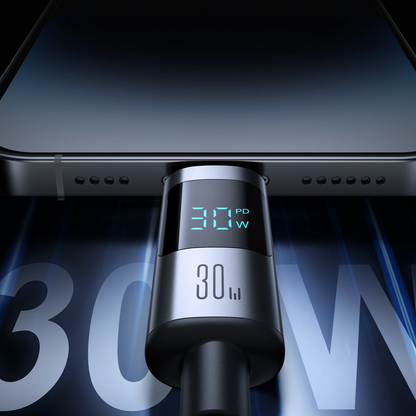 Кабел за данни и зареждане USB-C - Lightning Joyroom S-A16 Pro Prism Display, 30W, 1.2m, Черен