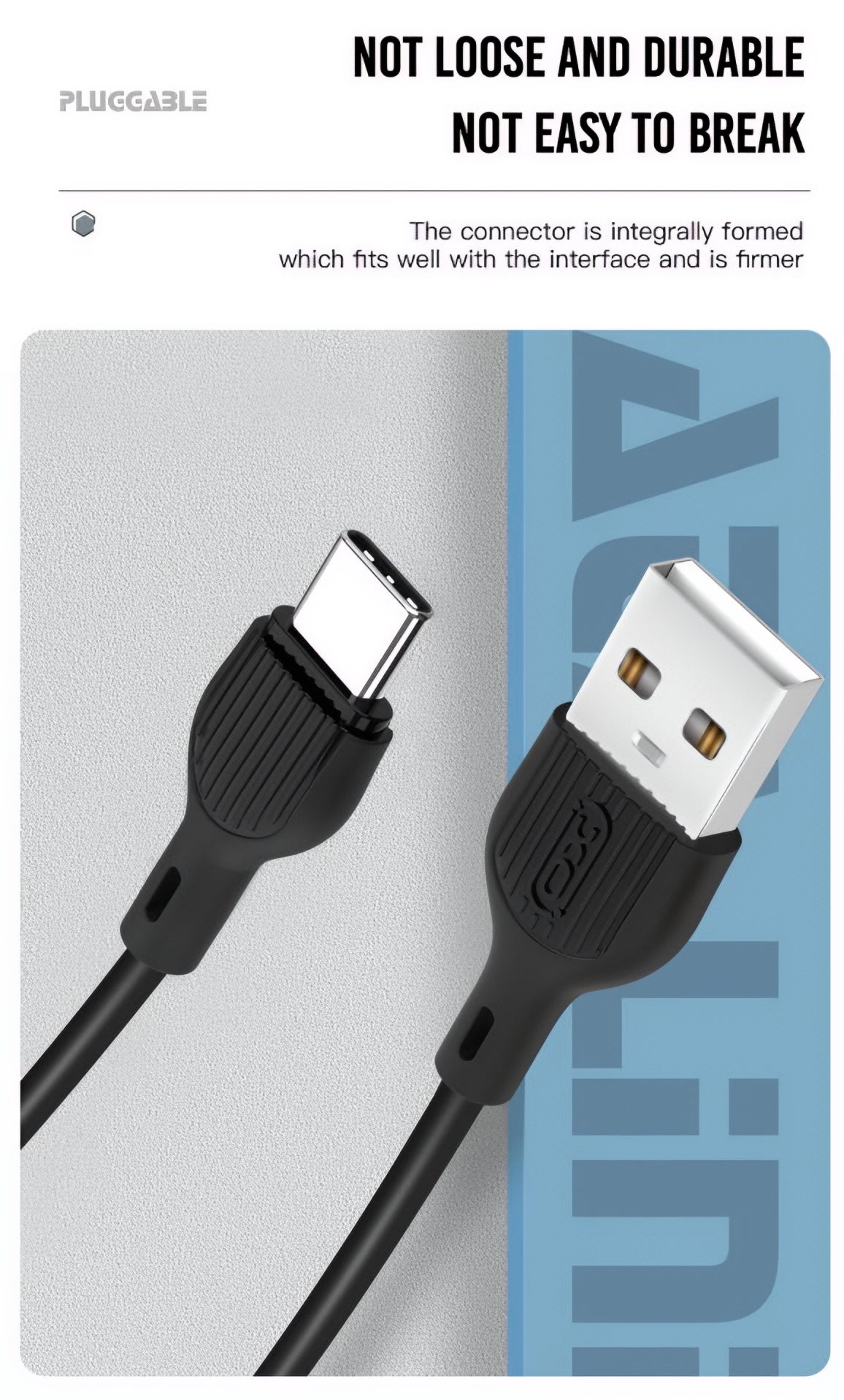 Кабел за данни и зареждане USB-A - USB-C XO Design NB200, 10W, 1m, Черен