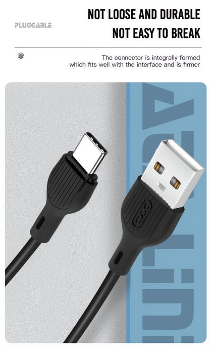 Кабел за данни и зареждане USB-A - USB-C XO Design NB200, 10W, 1m, Черен