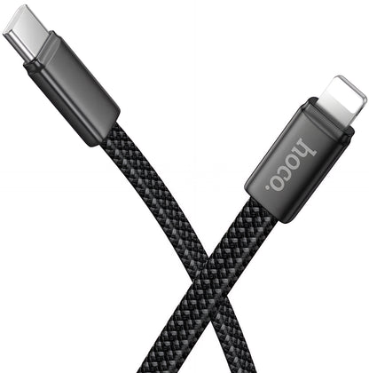 Кабел за данни и зареждане USB-C - Lightning HOCO X125, 30W, 1m, Черен