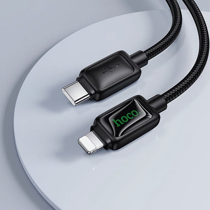 Кабел за данни и зареждане USB-C - Lightning HOCO U146, 30W, 1.2m, Черен
