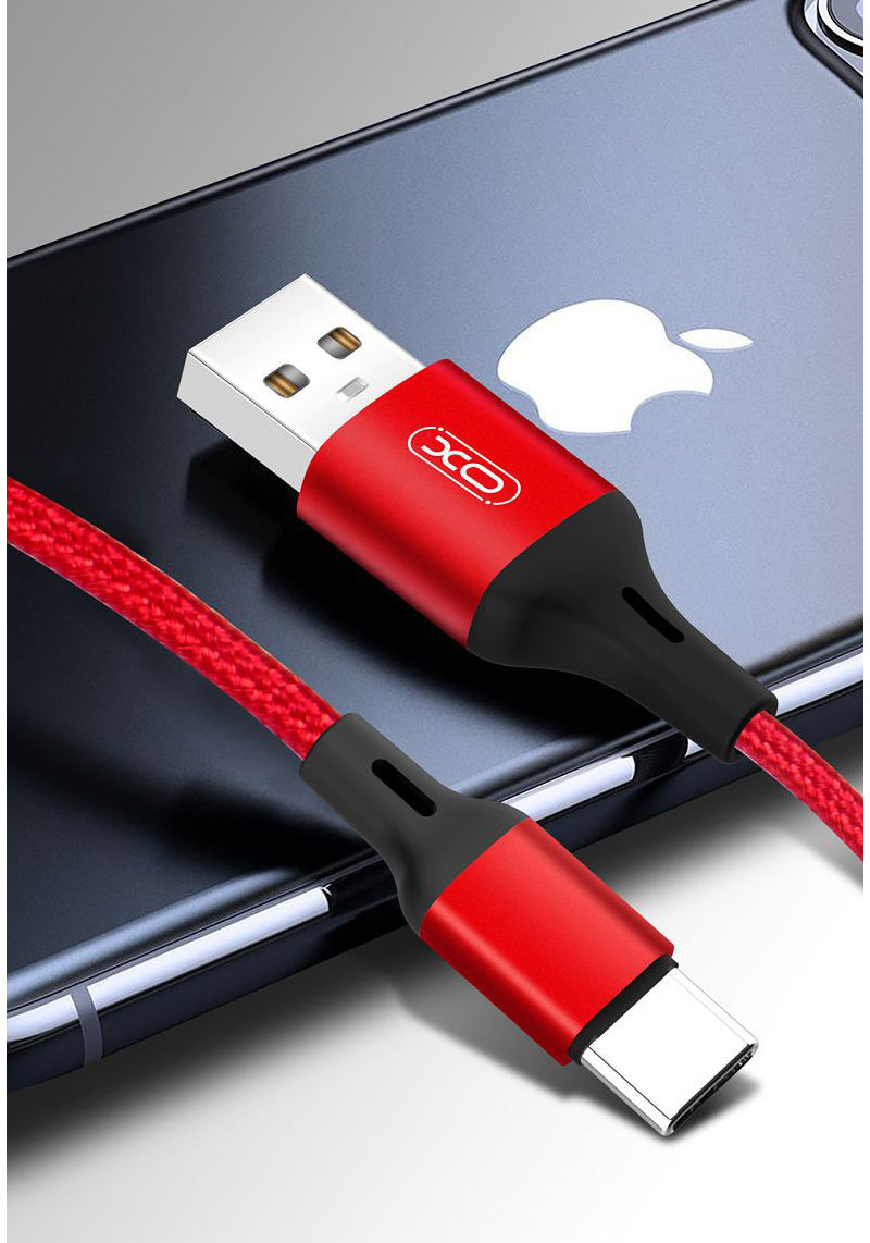 Кабел за данни и зареждане USB-A - USB-C XO Design NB143, 18W, 2m, Червен
