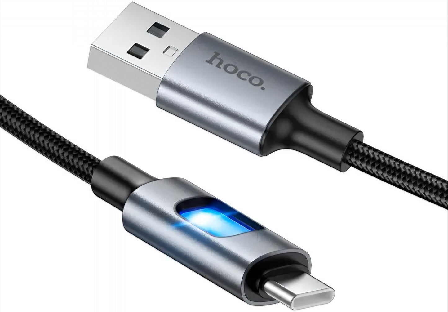 USB-A to USB-C Data and Charging Cable HOCO U144 Led, 18W, 1.2m, Black