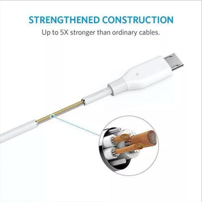 Кабел за данни и зареждане USB-A - microUSB Anker PowerLine, 18W, 1m, Бял A8132H21
