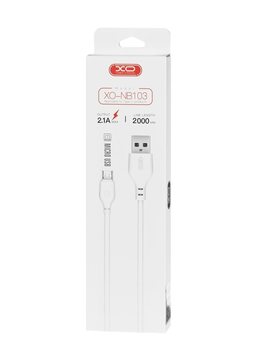 Кабел за данни и зареждане USB-A - microUSB XO Design NB103, 18W, 2m, Бял