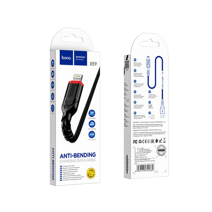 Кабел за данни и зареждане USB-A - Lightning HOCO X59 Victory, 18W, 1m, Черен