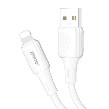 Кабел за данни и зареждане USB-A - Lightning BWOO X329L, 15W, 1м, бял