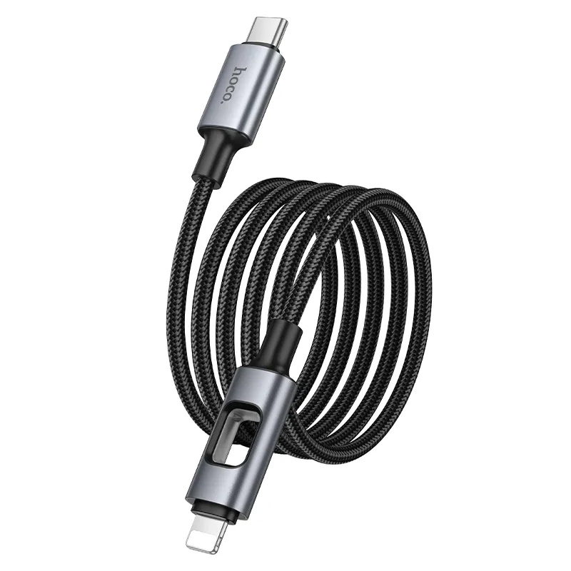 Кабел за данни и зареждане USB-C - Lightning HOCO U144 Led, 27W, 1.2м, Черен