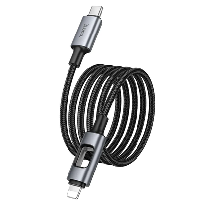 Кабел за данни и зареждане USB-C - Lightning HOCO U144 Led, 27W, 1.2м, Черен
