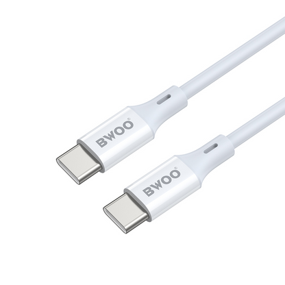 Кабел за данни и зареждане USB-C - USB-C BWOO BO-X283CC-2M, 60W, 2м, бял