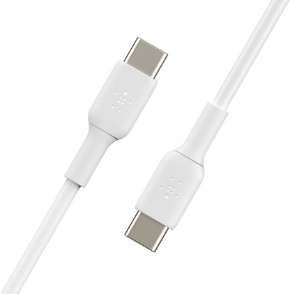 Кабел за данни и зареждане USB-C - USB-C Belkin BoostCharge, 60W, 2м, бял CAB003bt2MWH